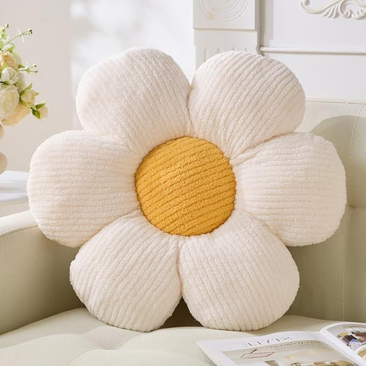 Daisy Pillow, Off White Flower Shaped Throw Pillow, 19.6" Plush Throw Pillow, Floor Pillows, Home Decorative Seating Cushion