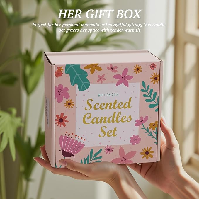 4 Pack Candles for Home Scented, 28 oz Long Lasting Candles, Soy Candle Set Gift for Women - Lavender Thyme/Lemon Eucalyptus/Sage &Citrus/Vanilla Cupcake