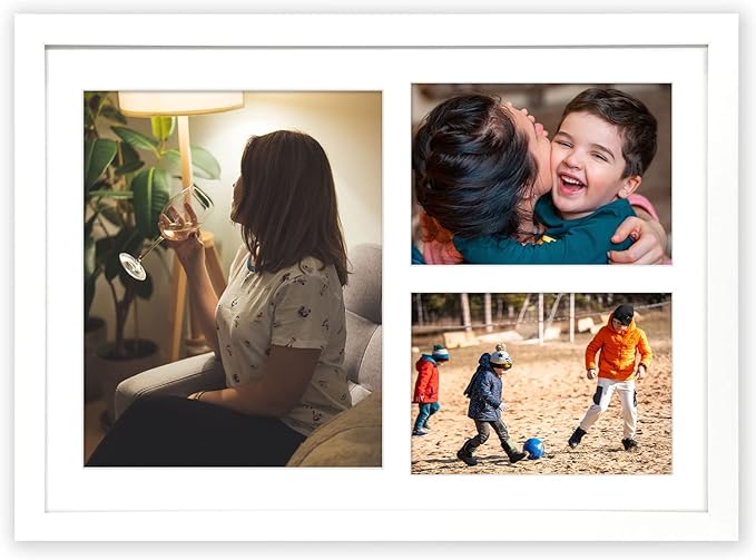 Golden State Art, 12x17 White Wood Picture Frame - White Mat for 8x10 and 5x7 Photos - Real Glass, Sawtooth Hanger, Swivel Tabs - Wall Mounting - Great for Posters, Weddings, and Engagements