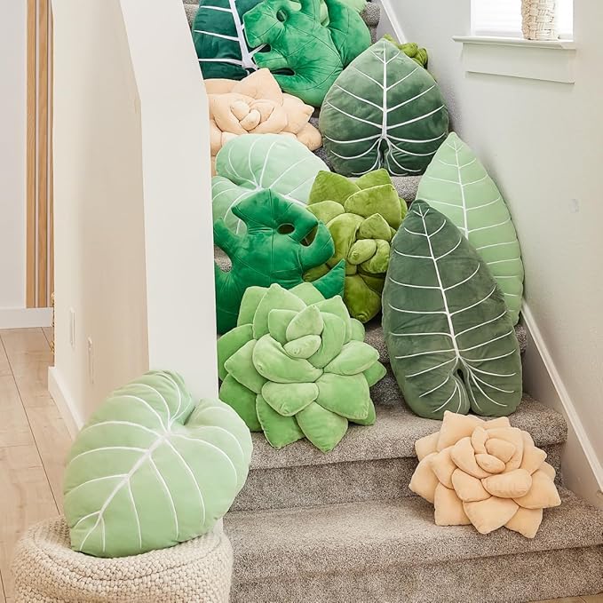 Green Philosophy Co. Succulent® Pillow 16" – Soft 3D Decorative Flower Throw Pillow, Unique Blush Peach Plush Flower Cushion, Perfect for Couch, Sofa, Bedroom Decor, Gift for Plant Lovers