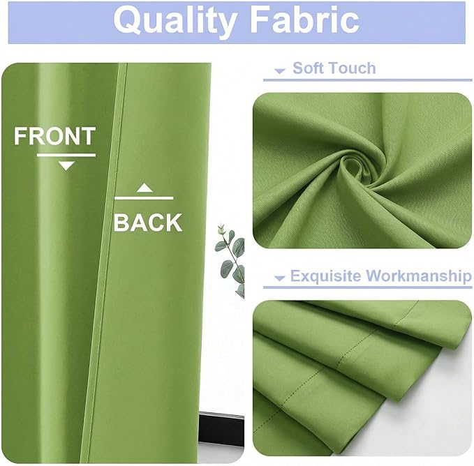 Simplebrand Ava Lime Blackout Curtains for Bedroom 63 Inch Length 2 Panels Set, Privacy Thermal Insulated Rod Pocket Door Window Curtains for Patio French Door Front Door, W40 x L63 Inch