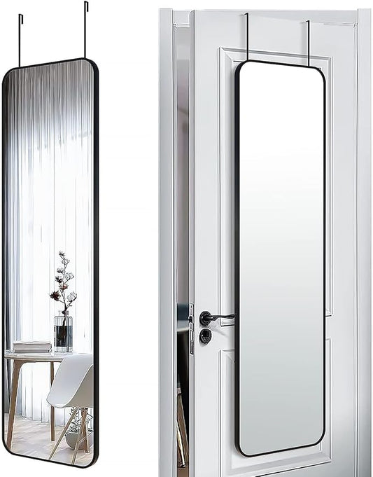 SCWF-GZ 47x14 Mirror Rectangle Full Body Length Door Hanging Wall Mounted Metal Aluminum Alloy Frame Dressing Make-up Mirrors for Entryway Bedroom Bathroom Living Room 47 14 inch Black
