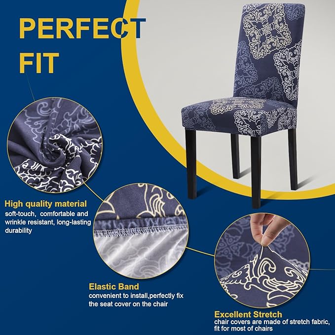 Chair Covers, Stretch Kitchen Chair Covers/Dining Chair Covers for Dining Room 8 Pack, Removable Washable Dining Chair Slipcovers for Home, Hotel, Banquet