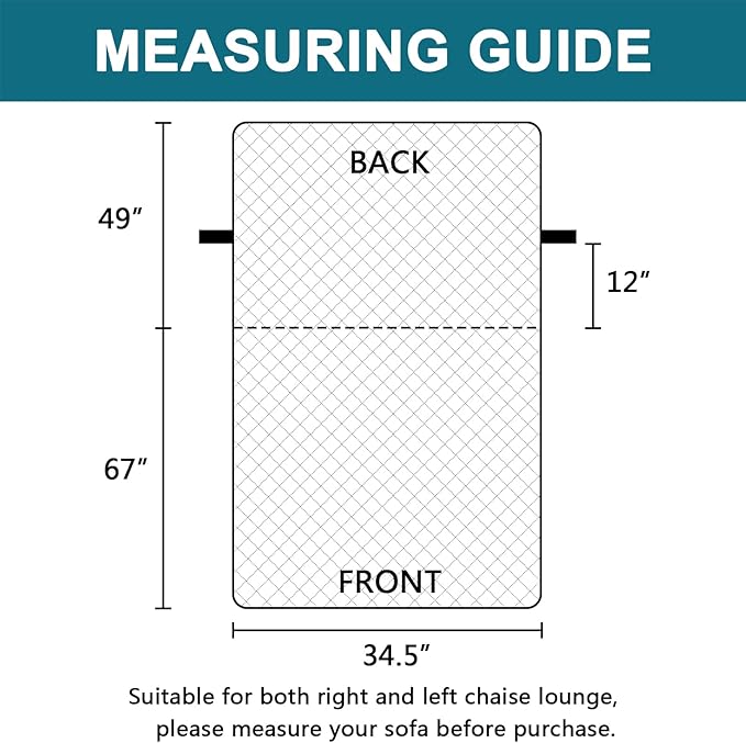 Turquoize 100% Waterproof Sofa Covers Chaise Lounge L Shape Sofa Protector Chaise Slip Cover Triple Non-Slip Sofa Slipcover for Sectional Couch Cover for Pets, Kids (Chaise, Brown)