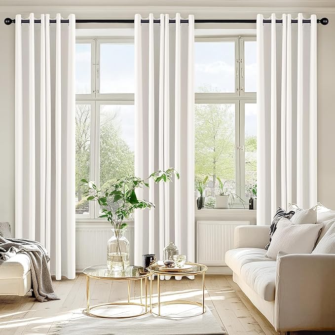MIULEE Ivory Blackout Curtains for Bedroom Living Room 84 Inches Long 2 Panels, Thermal Insulated Room Darkening Drapes Grommet Noise Reducing Light Blocking Window Treatments 40x84 inch