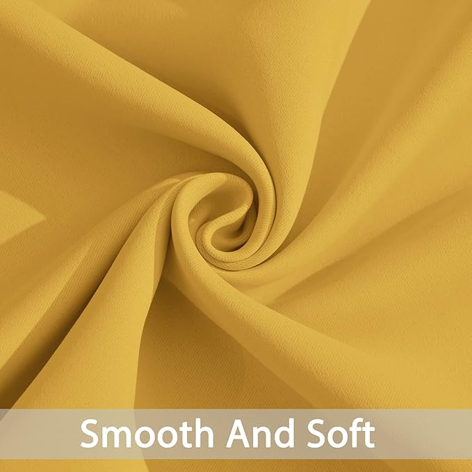 Yakamok Mustard Yellow Room Darkening Grommet Window Drapes Thermal Insulated Light Blocking Blackout Curtains for Bedroom(52Wx84L,2 Panels)