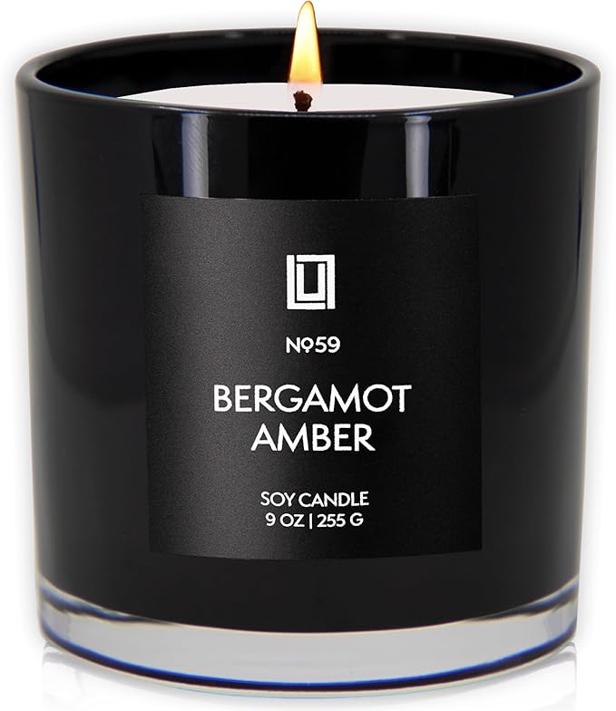 Lulu Candles | Bergamot & Amber | Smells Like Citrus & Musk | Luxury Scented Soy Jar Candle | Hand Poured in The USA | Highly Scented Long Lasting (9 Oz.)