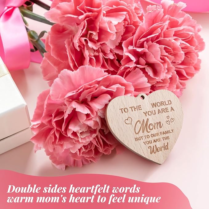 Egofine Gifts for Mom Mothers Day Picture Frames, Mom Picture Frame with Warm Heart Pendant, Mother's Day Gifts from Daughter/Son, Double Sided Rotating Frame for 4x6 Photo