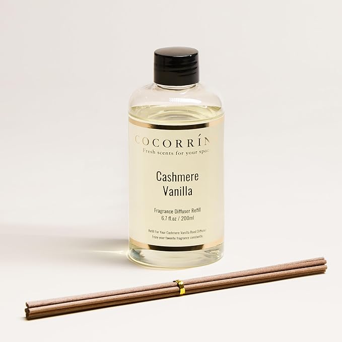 COCORR??NA Reed Diffuser Refill - Cashmere Vanilla 6.7 Fl.oz Reed Diffuser Refill with 8 Sticks