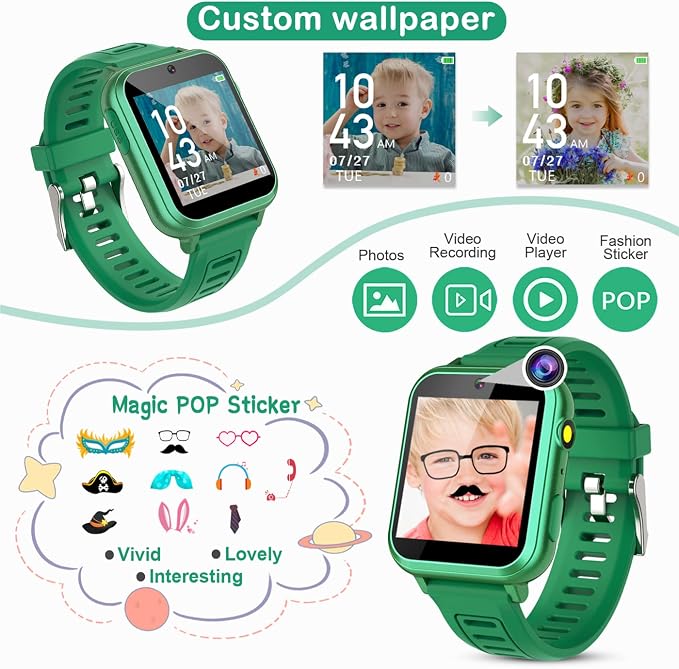 Tixpc Kids Game Smart Watch Boys with 39 Puzzle Games Camera Video Player Pedometer Alarm Clock Calculator Flashlight 12/24 hr HD Touch Screen Kids Watches Toys for 7 8 9 10 11 12 Year Old Boys - Image 3