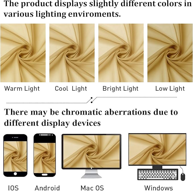 Lecloud Gold Sheer Curtains 120 Inches Long 2 Panels Set, Rod Pockets Light Filtering Curtains for Living Room Bedroom Dining Room, Solid Color Airy Voile Rustic Drapes, Each Panel 59" W x 120" L