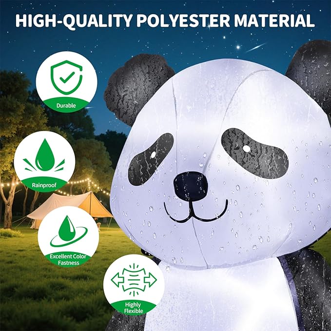 6 Feet Tall Inflatable Panda Decorations – Blow Up Outdoor Lawn Decor with LED Light, Cute Standing Panda Inflatable for Yard, Outside, Indoor, Holiday Party and Christmas Decorations