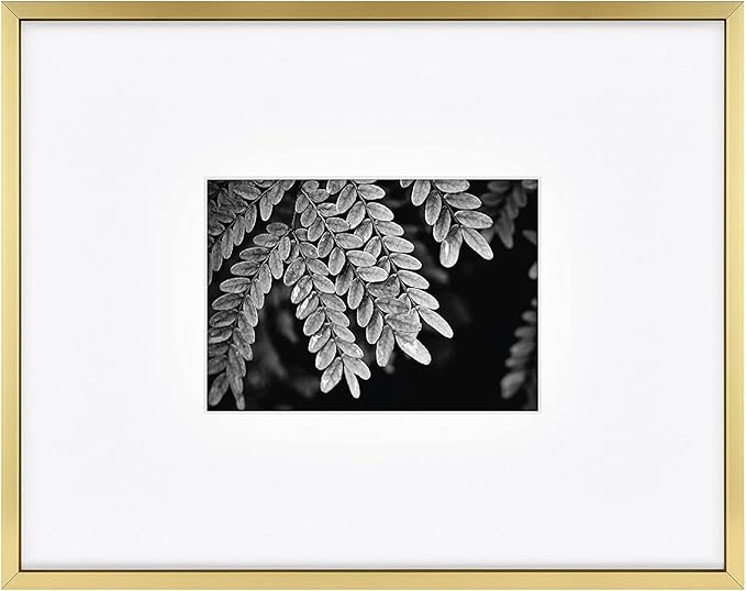 MCS Master & Co. Foundry Metal 11x14 Matted Picture Frame with 5x7 Photo Display, Brass Vertical & Horizontal Wall Hanging Frame for Photos & Artwork (1-Pack)