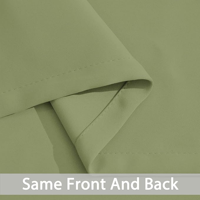 Yakamok 90 Inch Long Blackout Curtains Room Darkening Thermal Insulated with Grommet Window Curtain for Bedroom, 52Wx90L inch, Sage Green, 2 Panels