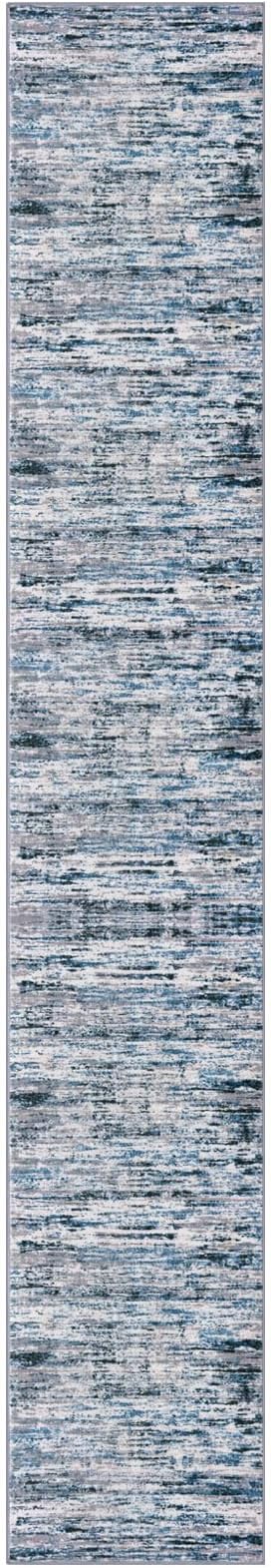 Lansny Modern Abstract Runner Rug 2.6x16, Grey Blue White Washable Long Kitchen Runner Non-Slip Soft Hallway Rug Runner Thin Print Faux Wool Carpet for Entryway Bedroom Laundry Room Indoor Home Decor