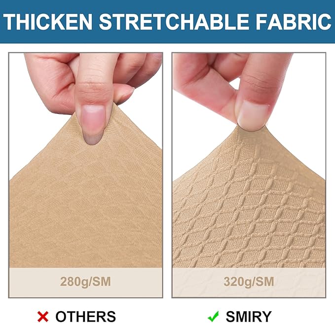 Smiry Waterproof Seat Covers for Dining Room Chairs Set of 6, Stretch Jacquard Removable Washable Chair Seat Slipcovers Protector, No Rear Covers, Camel