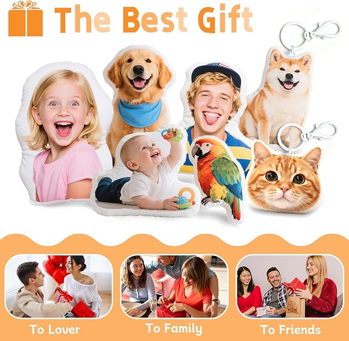 Custom Pillow - Custom Pet Pillow with Photo - Funny Valentines Day Gifts for Boyfriends - Personalized Photo Shaped Dog Cat Face Pillow Gifts - Personalized Gag Gifts - Customized Stuffed Animal