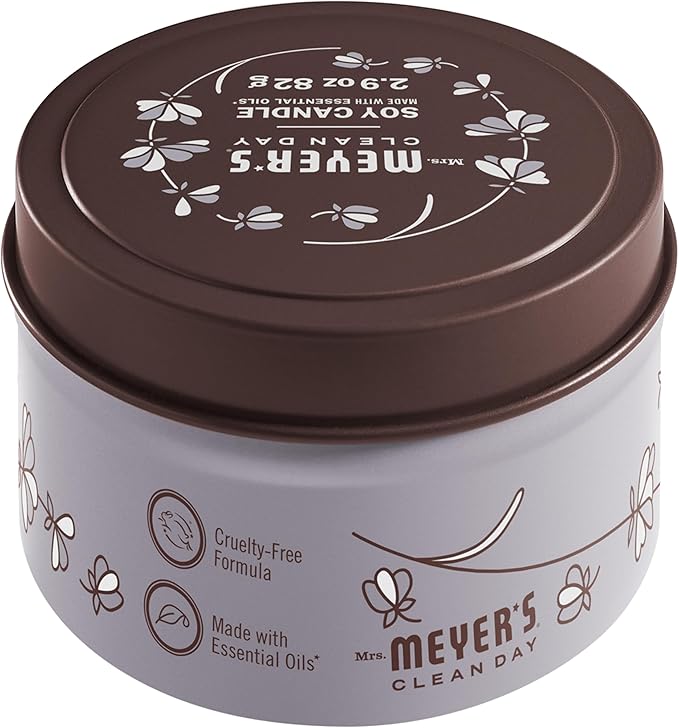 MRS. MEYER'S CLEAN DAY Soy Tin Candle, 12 Hour Burn Time, Made with Soy Wax and Essential Oils, Lavender, 2.9 Oz