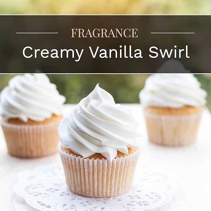 Candle-lite Scented Candles, Creamy Vanilla Swirl Fragrance, One 10 oz. Three Wick Aromatherapy Candle with 20-40 Hours of Burn Time, Off-White Color