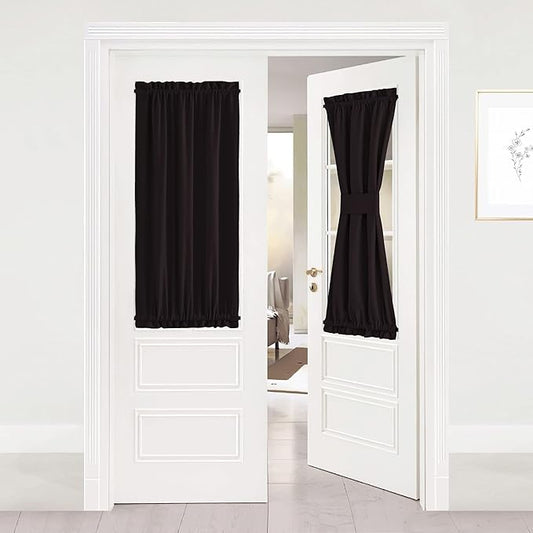 NICETOWN Privacy French Door Curtain - Functional Thermal Insulated Blackout Side Lights Front Door Curtain Panel (25W by 40L Inches, Toffee Brown, Single Panel)
