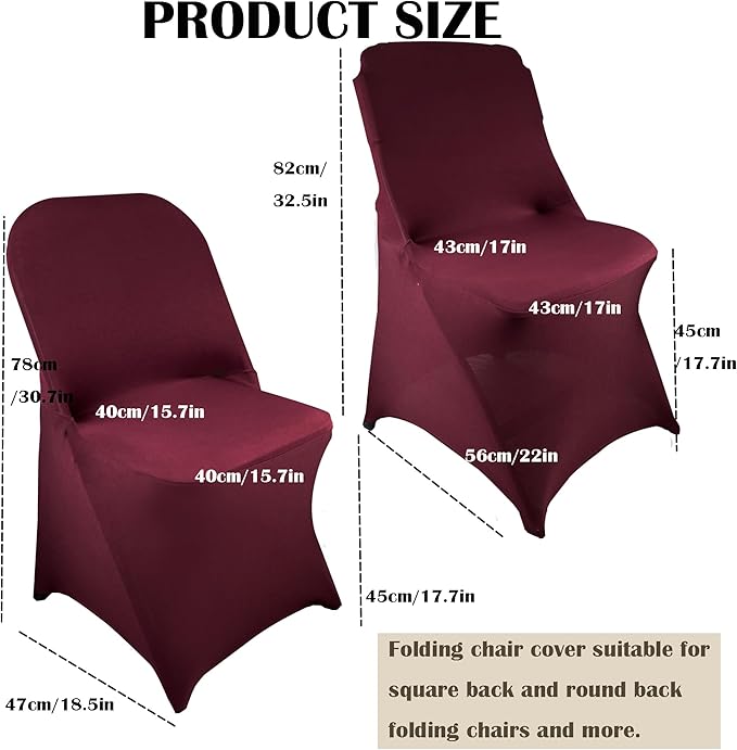 40PCS Stretch Spandex Folding Waterproof Chair Covers,Universal Fitted Chair Cover Protector for Wedding Party Banquet Holidays Celebration Decoration(Burgundy)