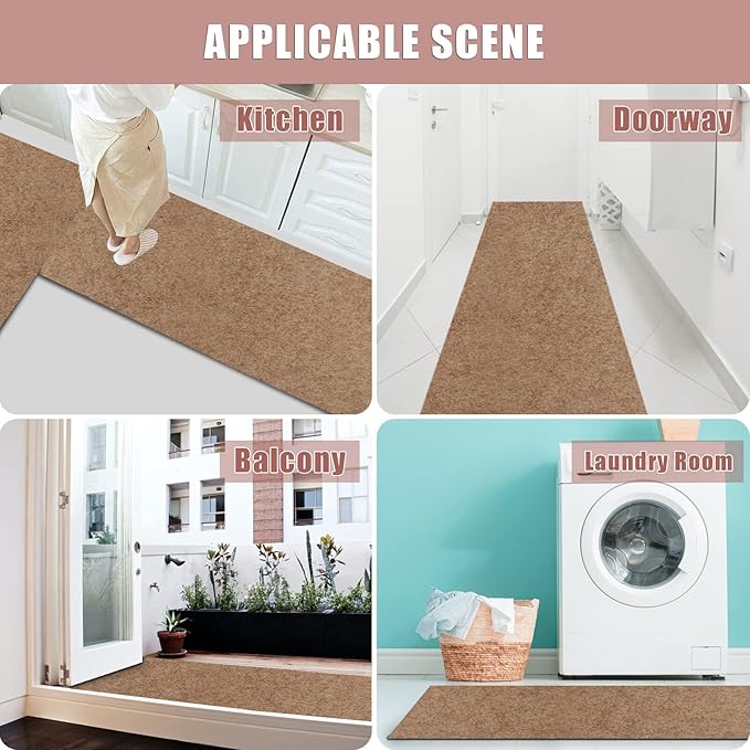 Runner Rug 3 ft x 56 ft Carpet Runners, Indoor/Outdoor Hallway Kitchen Entryway Bedroom Area Rugs with Non-Slip Rubber Backing, Garage mat, Sand, Custom