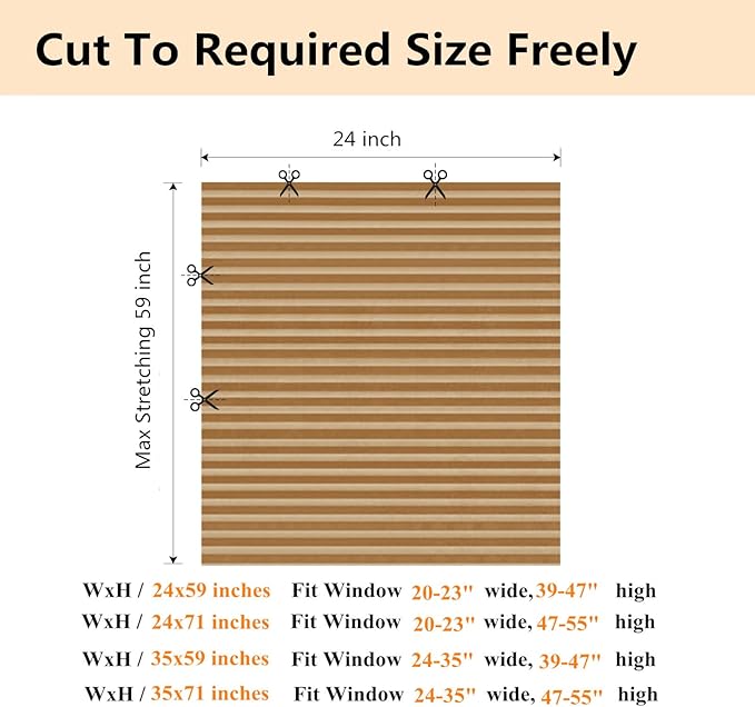 Window Blinds Cordless No Drill Cut to Size Clip On Stick On Self Adhesive Temporary Blinds Pleated Paper Blinds for Windows Doors Shades for Home Nursery Bedroom Kitchen Bathroom