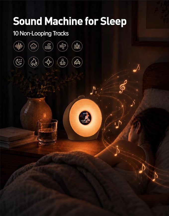 Dekala Sunrise Alarm Clock for Heavy Sleepers with Pulse Wake, Sunset Sound Machine with Breathing Ambient Light, Loud Alarm for Bedrooms, Wake Up Light, Digital Color Display & 7 Themes, No App - Image 8