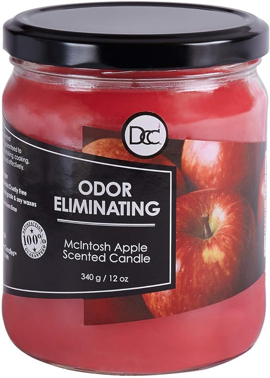 Mcintosh Apple Odor Eliminating Highly Fragranced Candle - Eliminates 95% of Pet, Smoke, Food, and Other Smells Quickly - Up to 80 Hour Burn time - 12 Ounce Premium Soy Blend