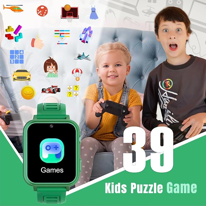 Tixpc Kids Game Smart Watch Boys with 39 Puzzle Games Camera Video Player Pedometer Alarm Clock Calculator Flashlight 12/24 hr HD Touch Screen Kids Watches Toys for 7 8 9 10 11 12 Year Old Boys - Image 5