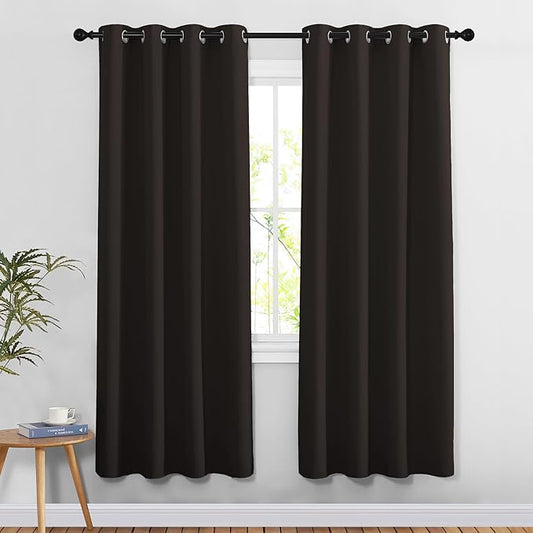 NICETOWN Bedroom Curtains 78 inch Length - Grommet Privacy Window Curtains & Drapes Light Blocking Sound Reducing Window Treatments for Living Room (Toffee Brown, 2 Panels, W52 x L78)