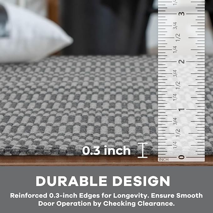KOZYFLY Washable Runner Rug 2x5 Ft Runners for Hallways Throw Rug with Rubber Backing, Braided Cotton Entryway Runner Indoor, Carpet Runners for Hallway Kitchen Entryway Bedroom, Grey/Charcoal Grey