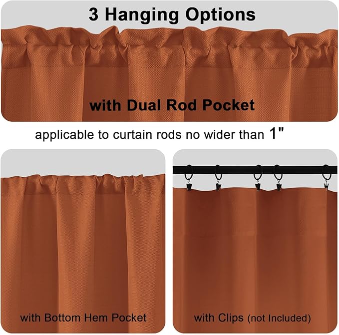 Chyhomenyc Orange Curtains 96 Inch Length 2 Panels, Faux Linen Textured Semi Sheer Airy Light Filtering Soft Privacy Farmhouse Curtain Drapes for Living Room Bedroom, 40Wx96L Inch, Set of 2