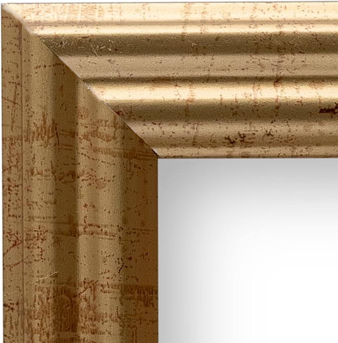 17x25 Antique Gold 0.87 Inch Wood Picture Frame, Solid Wood Wall Decor for Wall Art, Featuring Preinstalled Hangers, UV Filtering Shatterproof Plexiglass, 100% American Made Poster Frame