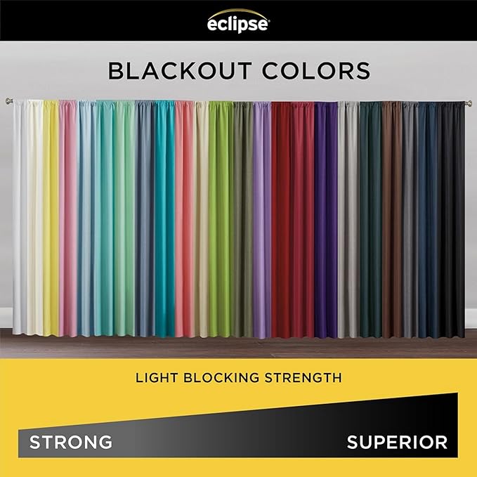 ECLIPSE Kendall Modern Blackout Thermal Rod Pocket Window Curtain for Bedroom or Living Room (1 Panel), 42" x 54", Slate