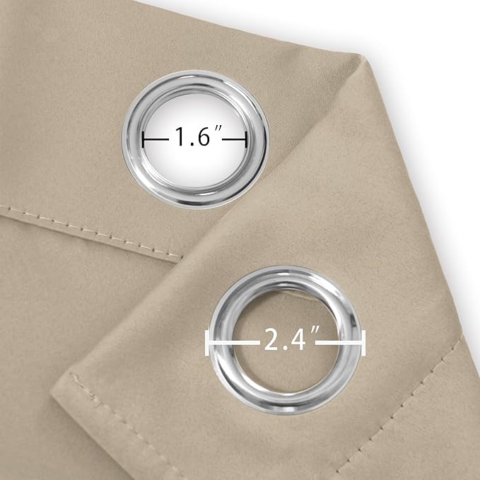 LEMOMO Blackout Curtains 42 x 63 inch/Khaki Curtains Set of 2 Panels/Thermal Insulated Room Darkening Bedroom Curtains