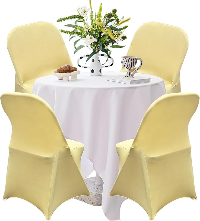 40PCS Stretch Spandex Folding Waterproof Chair Covers,Universal Fitted Chair Cover Protector for Wedding Party Banquet Holidays Celebration Decoration(Champagne)