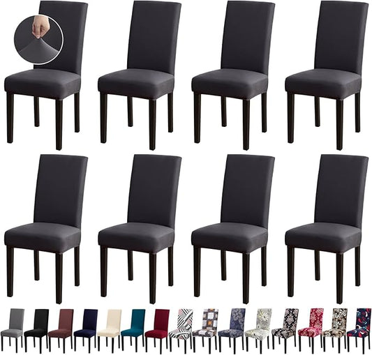 Chair Covers, Stretch Kitchen Chair Covers/Dining Room Chair Covers Set of 8, Removable Washable Dining Chair Slipcovers for Home, Hotel, Banquet