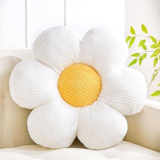XIAIJIA Flower Pillow Flowers Shaped Pillow Cushion Decorative Daisy Pillow for Bed Cute Throw Pillow Flower Floor Pillow Soft Seat Cushion Cream Cushion 19.6"
