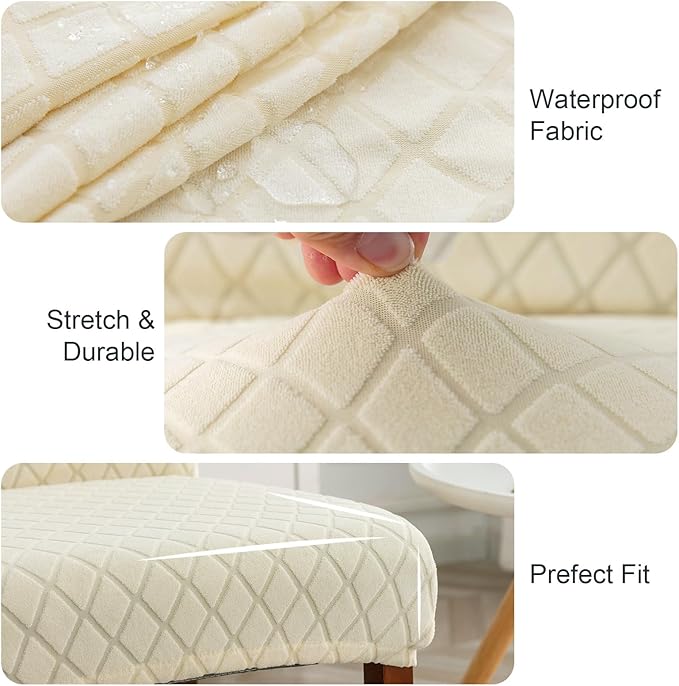 Genina 100% Waterproof Chair Covers for Dining Room Set of 4, Large Dining Room Chair Covers Protectors Stretch Kitchen Parson Chair Slipcovers for Home, Restaurant (Large, Argyle-Beige)
