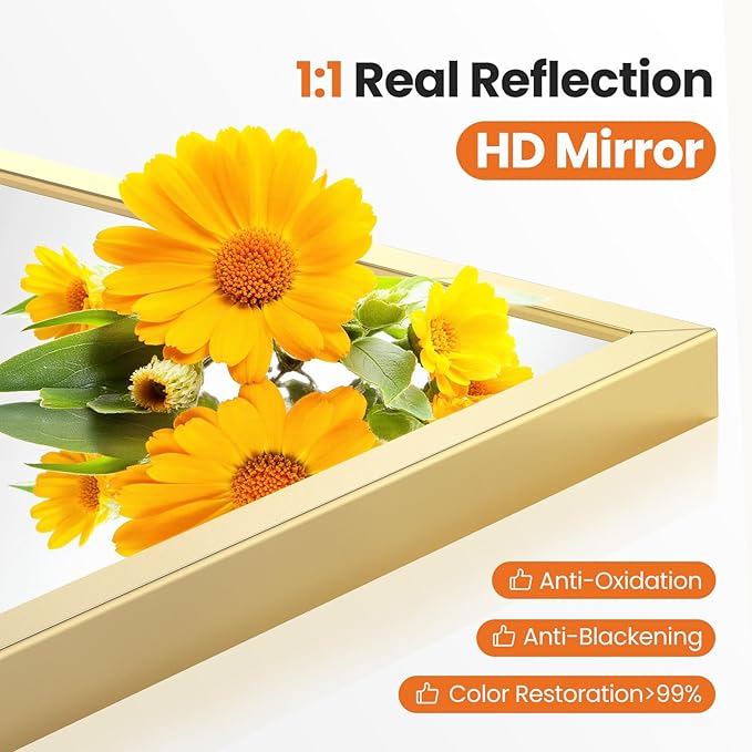 Sweetcrispy 26.5"x38" Arched Gold Bathroom Vanity Mirror for Over Sink, Wall Decor Mirror for Entryway, Bedroom, Living Room