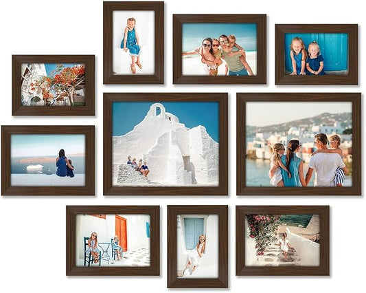 Americanflat Set of 10 Picture Frames with Shatter-Resistant Glass - Gallery Wall Frame Set with Two 8x10, Four 5x7 and Four 4x6 Frames - Signature Collection - Walnut