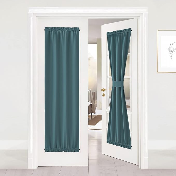 NICETOWN Blackout Side Window Curtain - French Door Sidelight Front Entry Way Thermal Insulated Door Window Blinds Shades Curtain Panel Drape, 1 Panel, 25W by 72L inches, Sea Teal