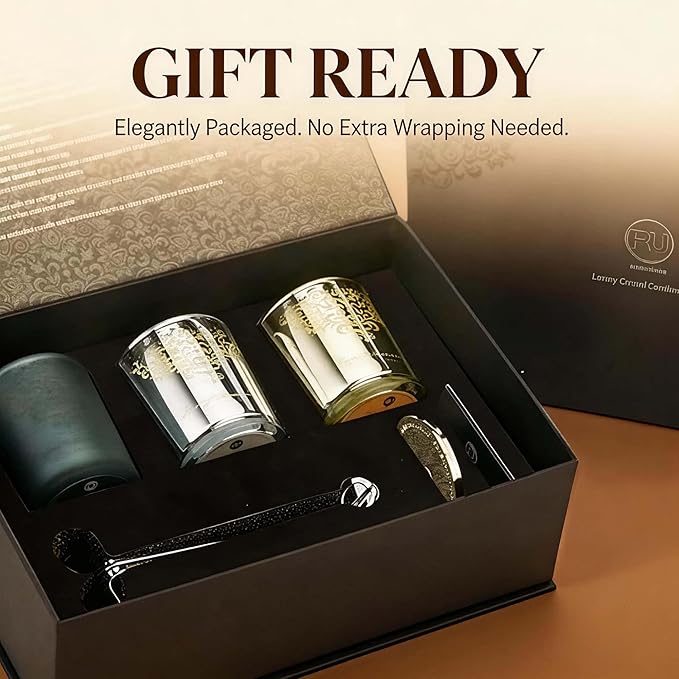 Luxury Soy Candle Gift Set for Women – 3 Pack 7oz Crystal Glass Aromatherapy Candles, 120H Total Burn Time, Soy & Beeswax Blend with Wick Trimmer & Snuffer Lid, Spa & Relaxation Scents
