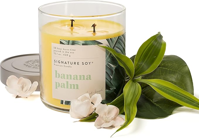 Signature Soy Lidded Banana Palm Scented Candle Large Jar