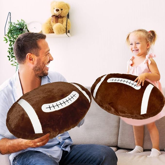 Football Pillow, Stuffed Football Throw Pillow, Cute Football Plush for Football Fans Creative Room Decor, Fluffy Durable Football Plushies Gift for Kids Party Football Decor (15.7 Inches)
