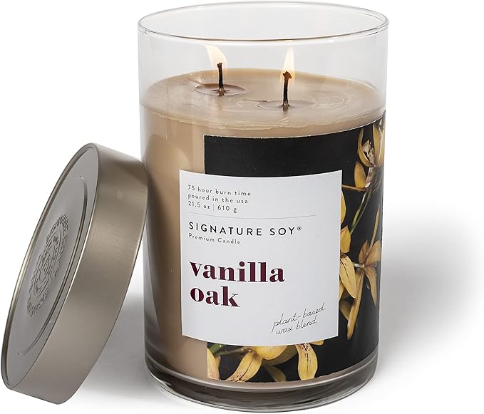 Signature Soy Lidded Vanilla Oak Scented Candle, Extra Large Jar