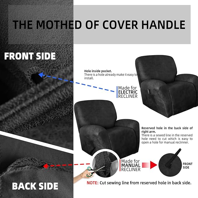 ANARACHON Leather Look Oversize Recliner Chair Covers, Thick 4 Pieces Recliner Covers for Recliner Chair, Leather Cover for Recliner Slipcovers for Pets Kids(X-Large, Dark Grey)