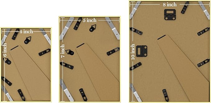 eletecpro Aluminum Gallery Wall Frame Set of 15, Including 3Pcs 8x10, 6Pcs 5x7, 6Pcs 4x6 Photo Frames for Wall or Tabletop Display, Multiple Sizes Picture Frames Collage Wall Decor, Gold