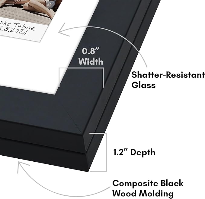 Americanflat 4x6 Picture Frame with Storage - Use as 2x3 Frame for Instant-Print Photos - Quick Change Storage Frames Holds up to 40 Photos - Tabletop or Wall Display - Black